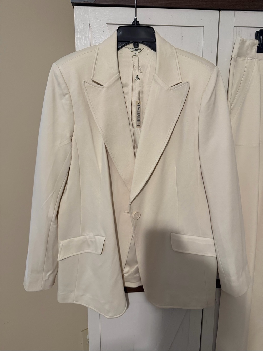 Max Studio Cream Two-Piece Tailored Blazer and Trousers - Picture 2 of 10